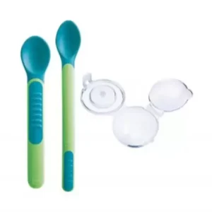 MAM 2 CUILLÈRES THERMO SENSIBLES + ÉTUI COULEUR VERTE 6+ MOIS