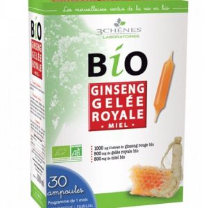 3 Chênes Ginseng Gelée Royale Miel 30 Ampoules *10ml