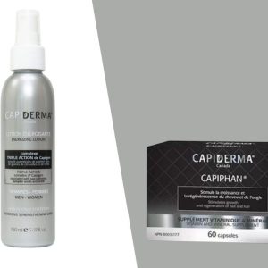 Pack Capiderma Lotion Énergisante Fortifiante Soins Intensifs 150ml & Capiphan Ongles & Cheveux Croissance & Régénérescence 20 comprimés