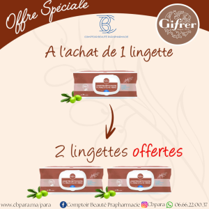 GIFRER LINGETTES NETTOYANTES À L'HUILE D'OLIVE LOT DE 3 dont 2 Offertes