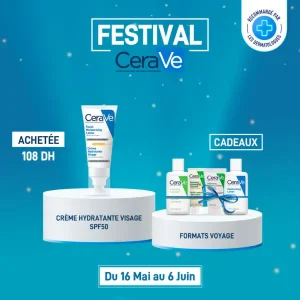 CeraVe Crème Hydratante Visage SPF50 Peaux Normales À Sèches | 52ml