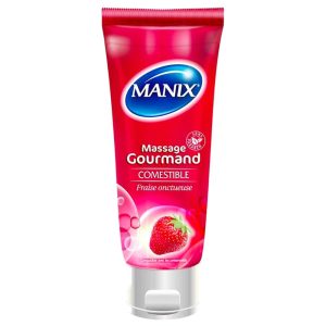 Manix Massage Gourmand Comestible Fraise – 200ml