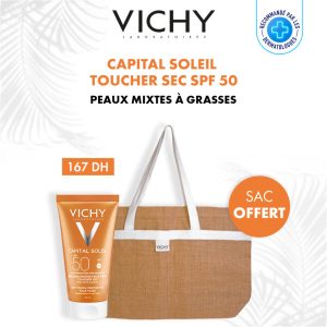 Vichy Capital Soleil Émulsion Anti-Brillance Toucher Sec SPF50 Peau Sensible Mixte à Grasse | 50ml