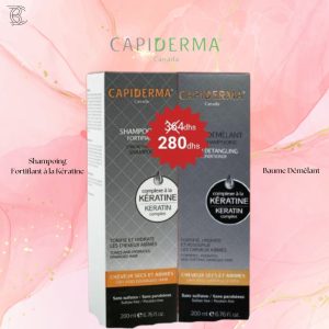 Capiderma – Shampoing Fortifiant à la Kératine – 200 ml = Baume Démêlant 200ml