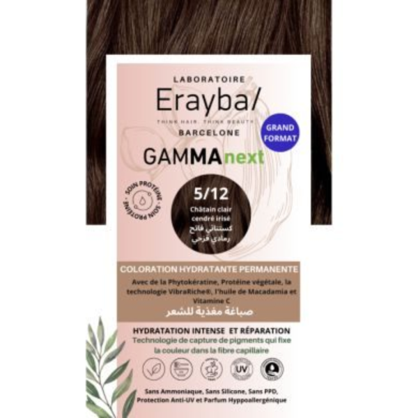 ERAYBA NEXT COLORATION HYDRATANTE PERMANENTE N5-12 CHATAIN CLAIR CENDRE IRISE