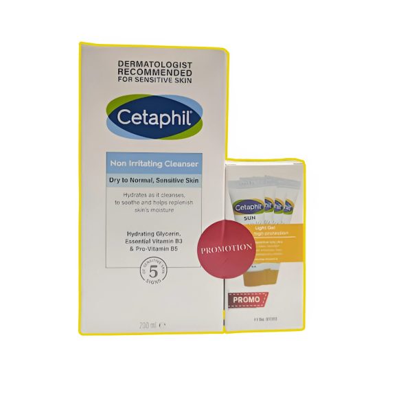 Cetaphil – Lotion Nettoyante – 200 ml + Cetaphil sun Echantillon pack